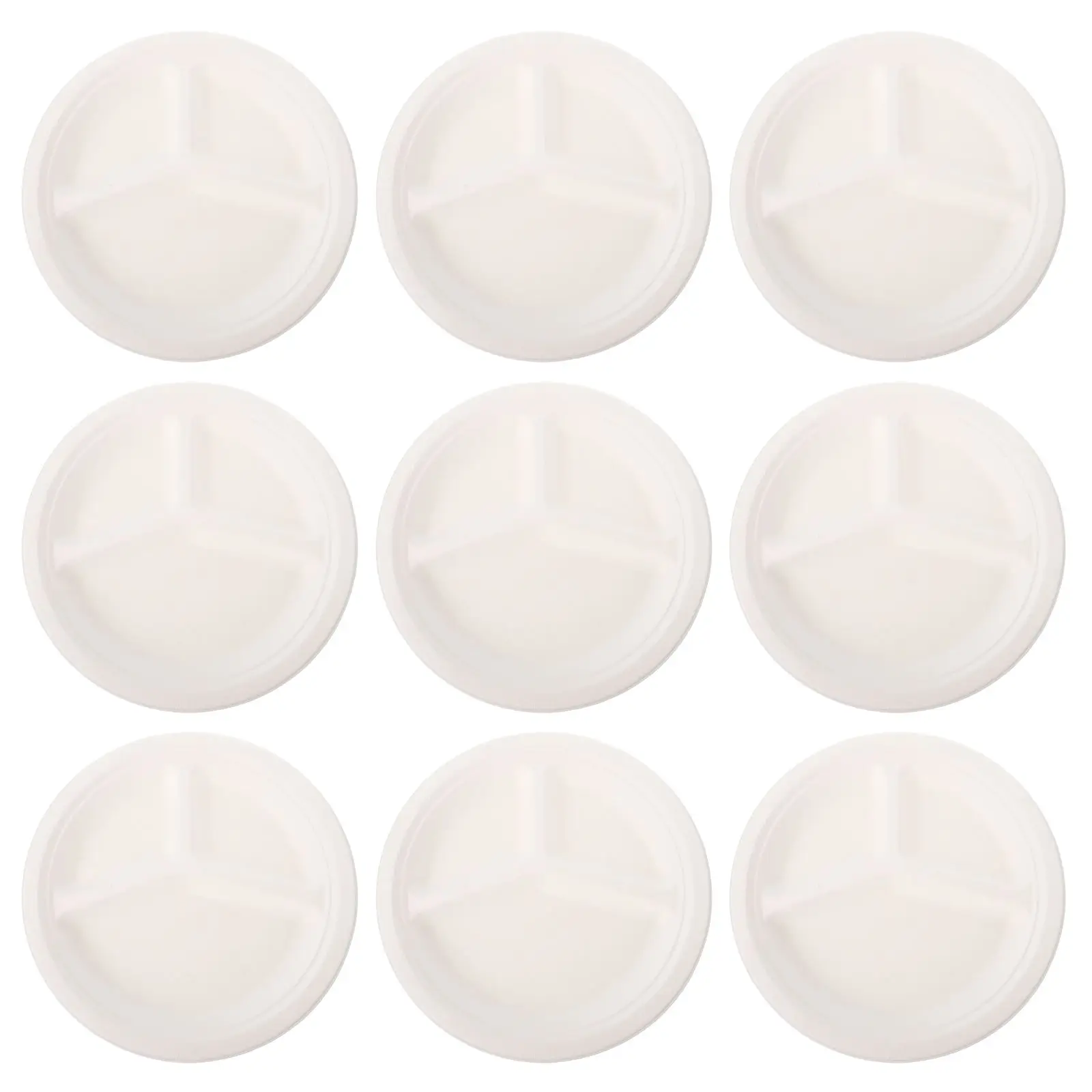 20 Pcs Degradable Dinner Disposable Bagasse Compartment Plates for Durable Food Divided Plates Kitchen Bar Supplies