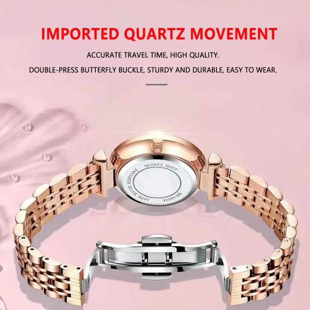 POEDAGAR New Womens Watches Top Brand Luxury Rose Gold Bracelet Quartz Watch Stainless Steel Band Classic Female Clock Relogio