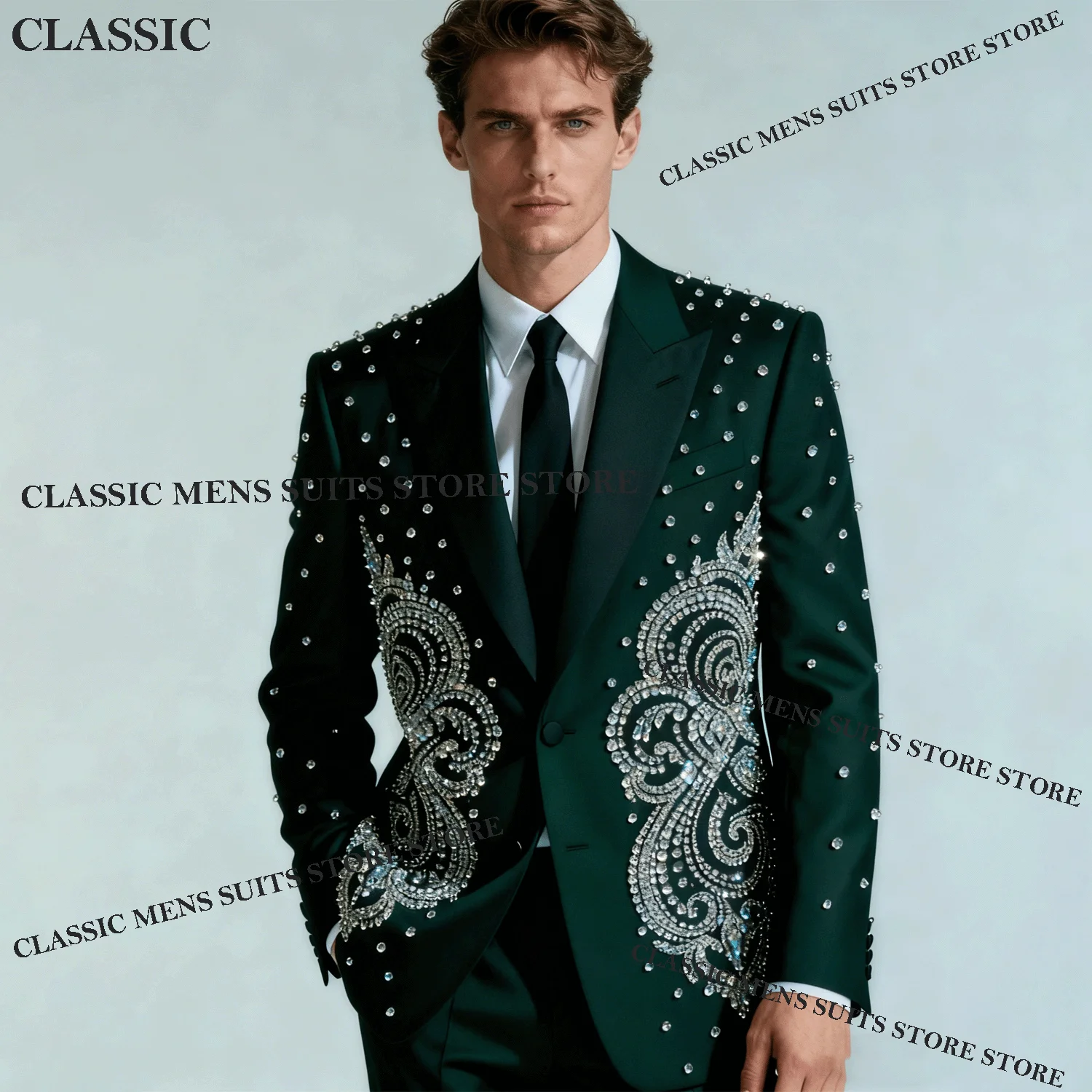 

Индивидуальные металлические ювелирные изделия с орнаментом, смокинг, мужские костюмы, комплект из 2 предметов, блестящий свадебный пиджак для жениха, мужской пиджак для выпускного вечера, тонкий вечерние Ternos Completo