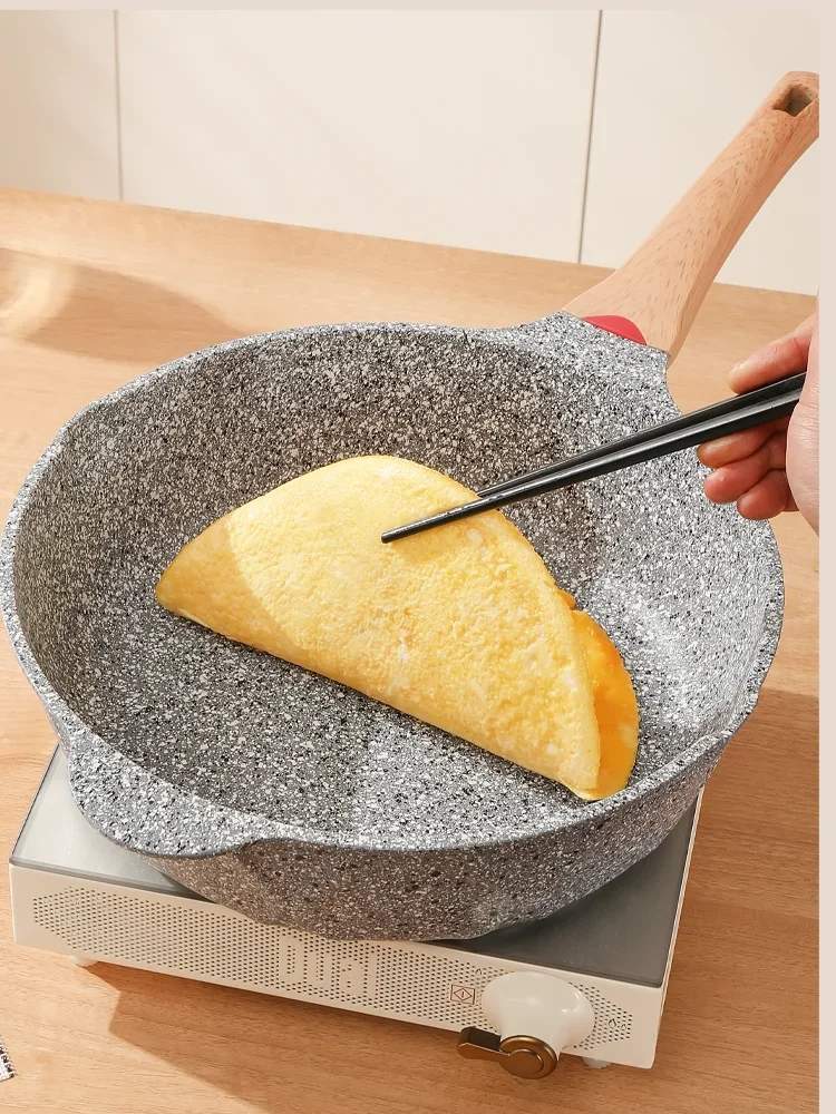 Medical stone non-stick wok frying pan gas induction cooker is applicable Pans Glass-embedded Stainless Steel Cover Eco-Friendly