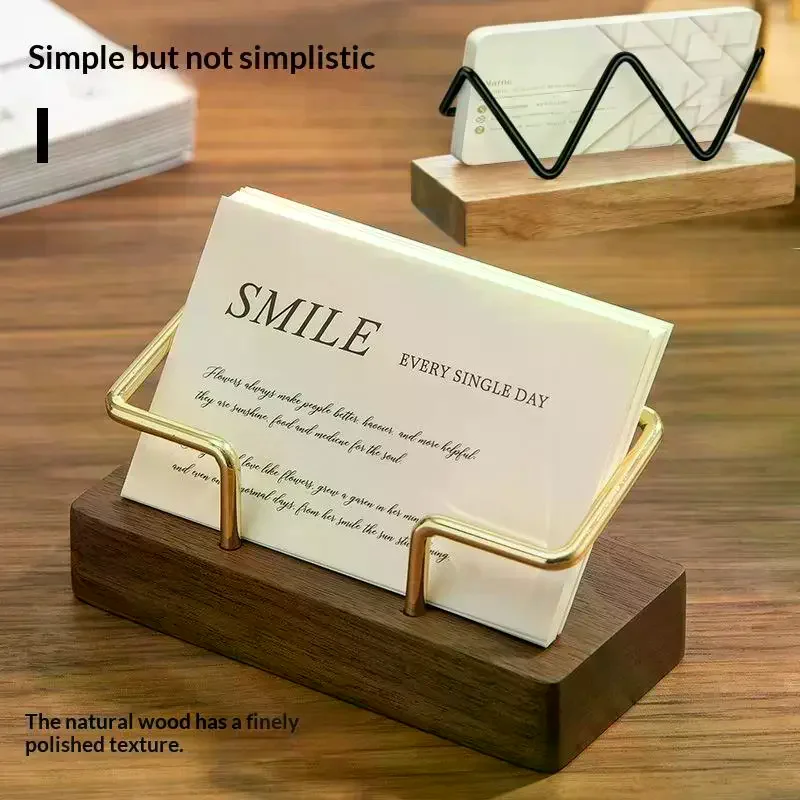 Wooden Business Card Display Stand Wood Business Card Holder For Desk Postcard Holder Office Home Desktop Accessories 1Pcs