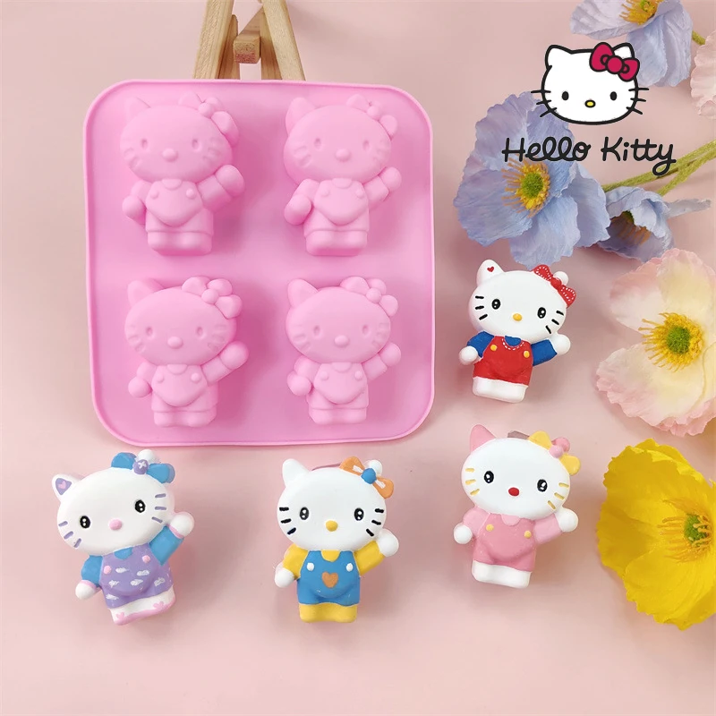 Sanrio Hello Kitty Cake Mold Cartoon Silicone Mould Anime Figures Cake Cookie Making Tools 3D DIY Toys Children's Gifts