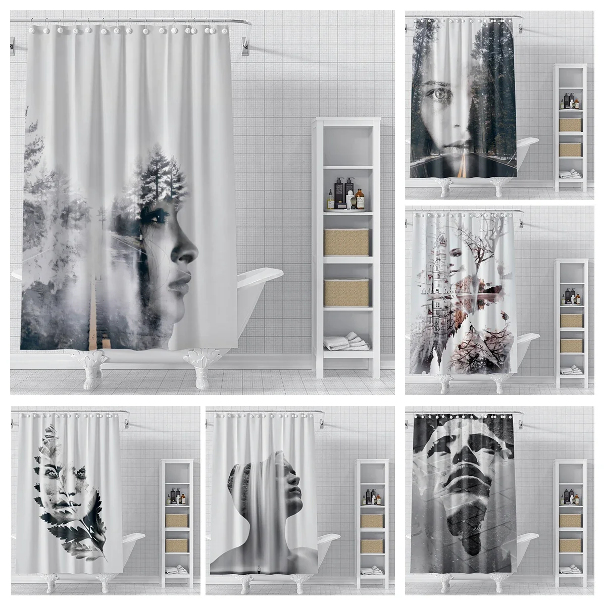 Home shower curtains for bathroom waterproof fabric Modern Nordic style bathroom Curtains shower curtain morandi ins abstract