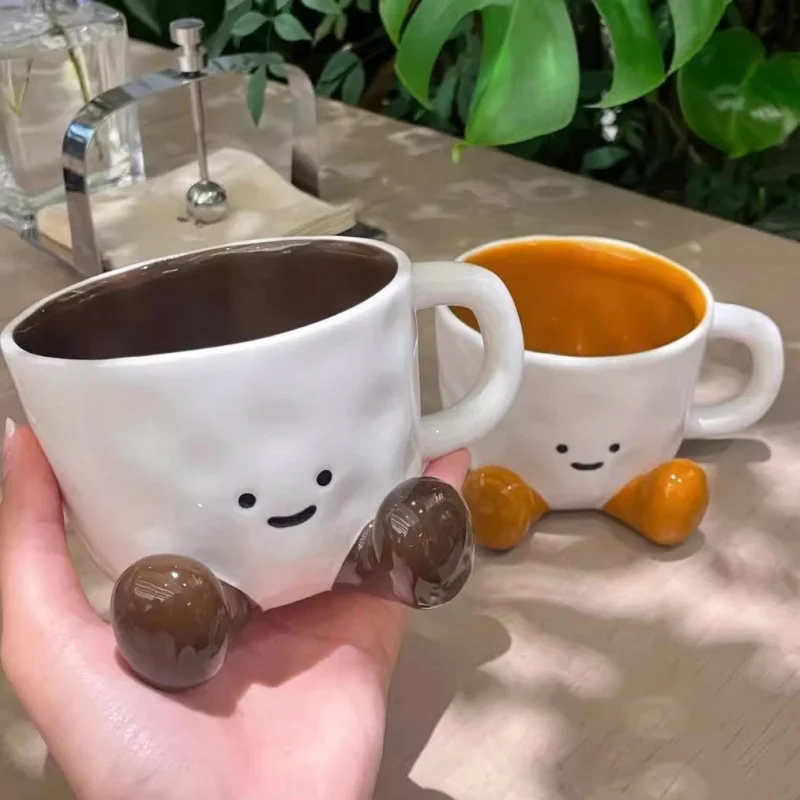 Xiaohongshu-style foot-shaped ceramic cup with underglaze color, super cute niche coffee cup, cartoon water cup