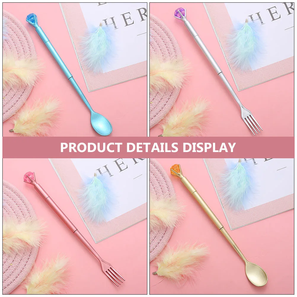 12pcs Creative Gel Pens Diamond Tableware Design Smooth Writing Stationery For School Office Multipurpose Pens Students