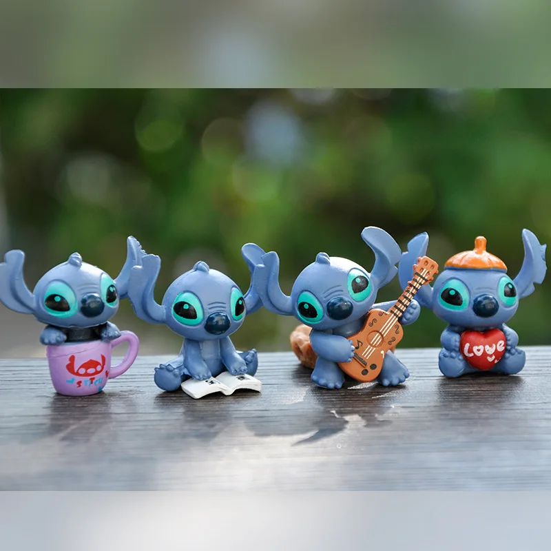 4Pcs/Set Disney Anime Lilo & Stitch Action Figure Cute Model Doll DIY Cake Decoration Birthday Gift For Kids Friends