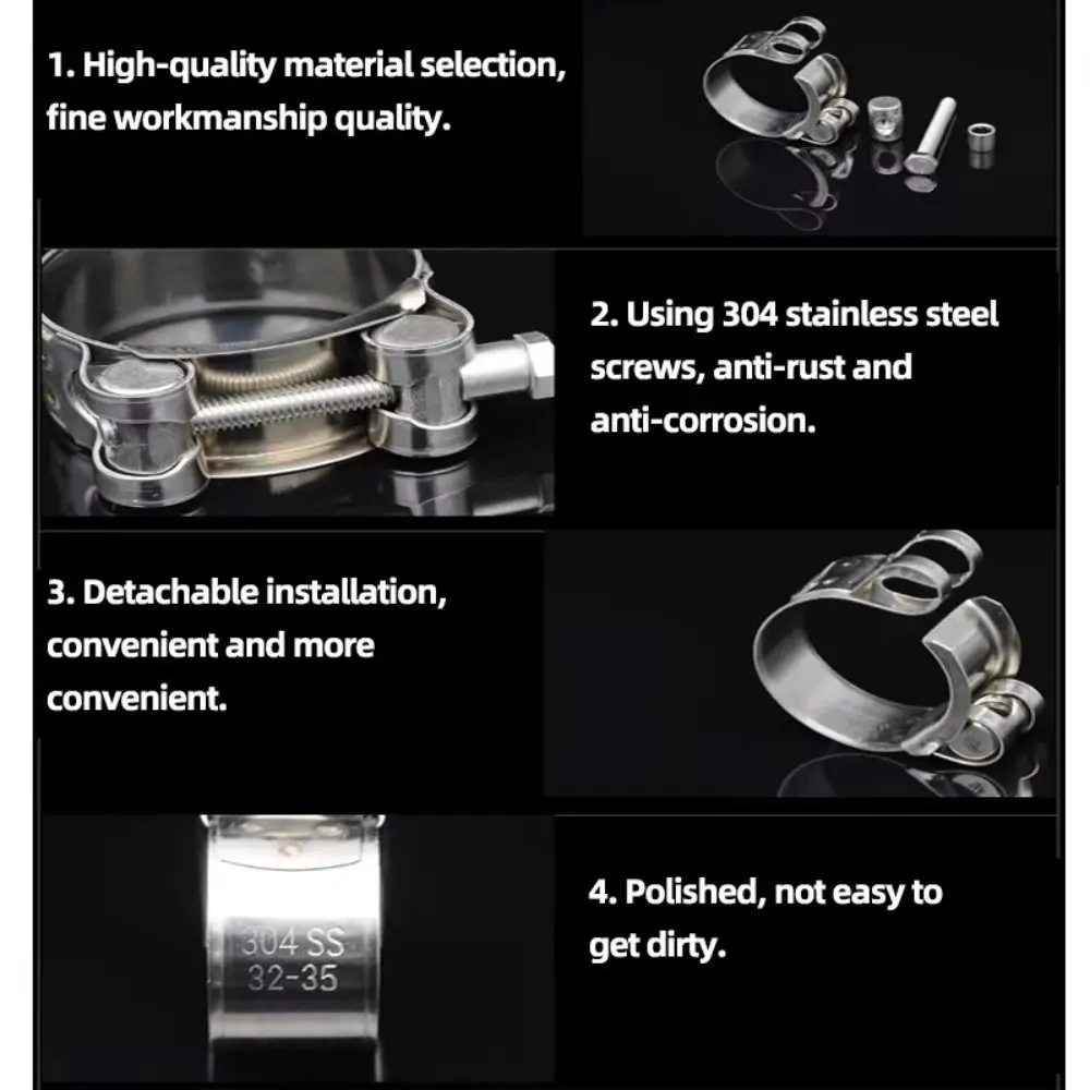 New 304 Stainless Steel Hose Clamps T Bolt Powerful Pipe Clip Repair Welding Tool