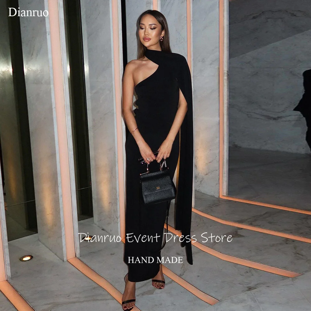 Dianruo sem costas pérolas vestido de noite longo comprimento halter sereia robe de soirée femme elegante um ombro vestidos de baile personalizado