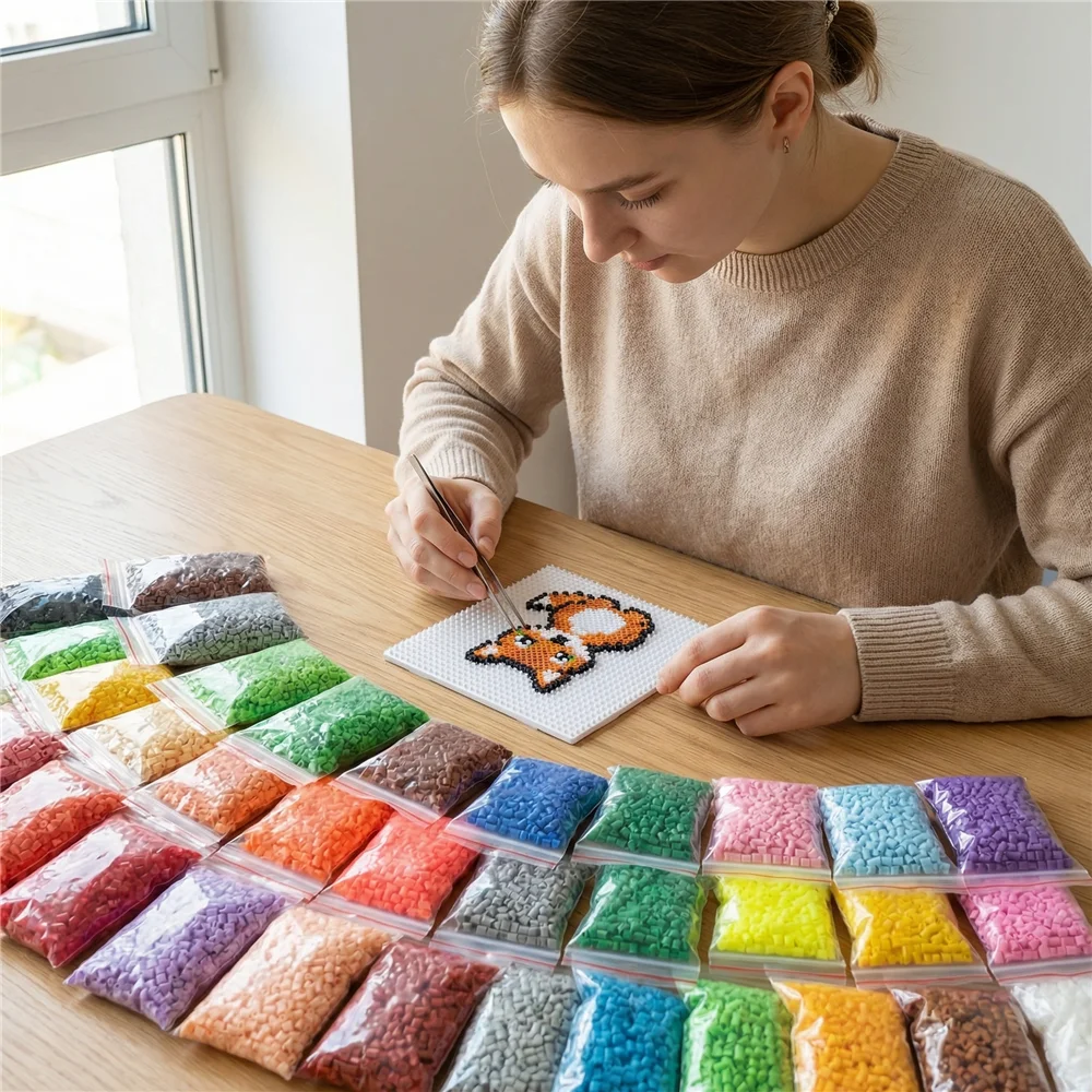 2,6mm 10003/15003/20003/24003 Stück Bügelperlen in Verschiedenen Farben, Bügelperlen-Werkzeug, Stift, Schaufel, Grundplatte, Qualitätsgarantie, Neue Handgemachte Kunst