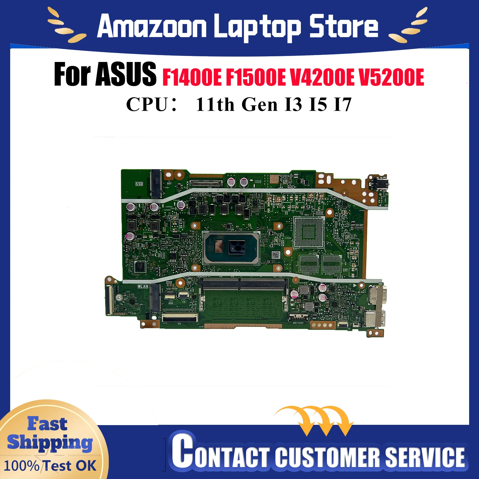 

X415EA Материнская плата для ноутбука ASUS VivoBook F1500E F1400E X415EA X415E X415EQ X415EP V5200E V4200E Материнская плата с процессором I3 I5 I7