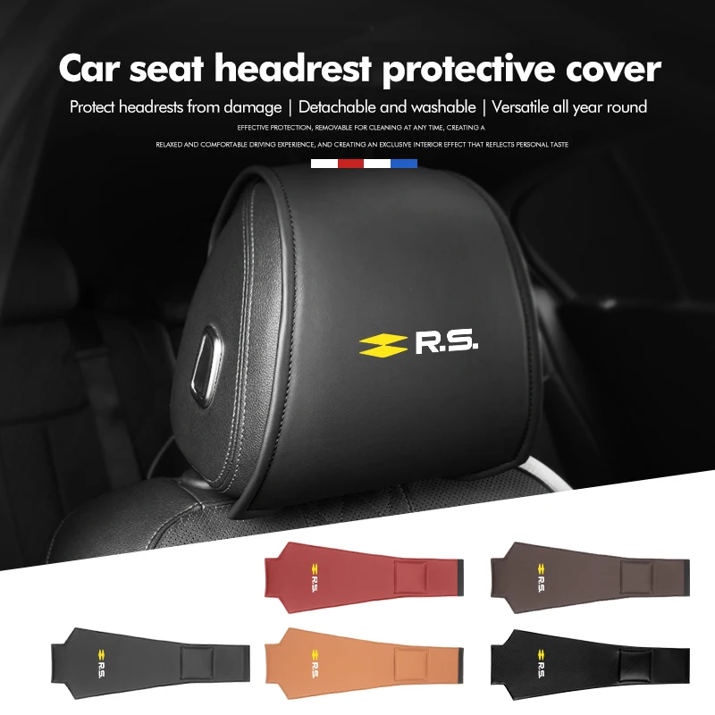 For Renaul Car Seat Headrest Leather Pillowcase Multifunction Storage Bag Arkana Captur Twingo Talisman RS Line Logan Duster