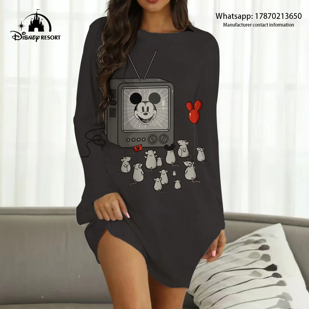 Disney-ropa de casa de Mickey y Minnie para mujer, ropa informal Sexy para fiesta, otoño 2022