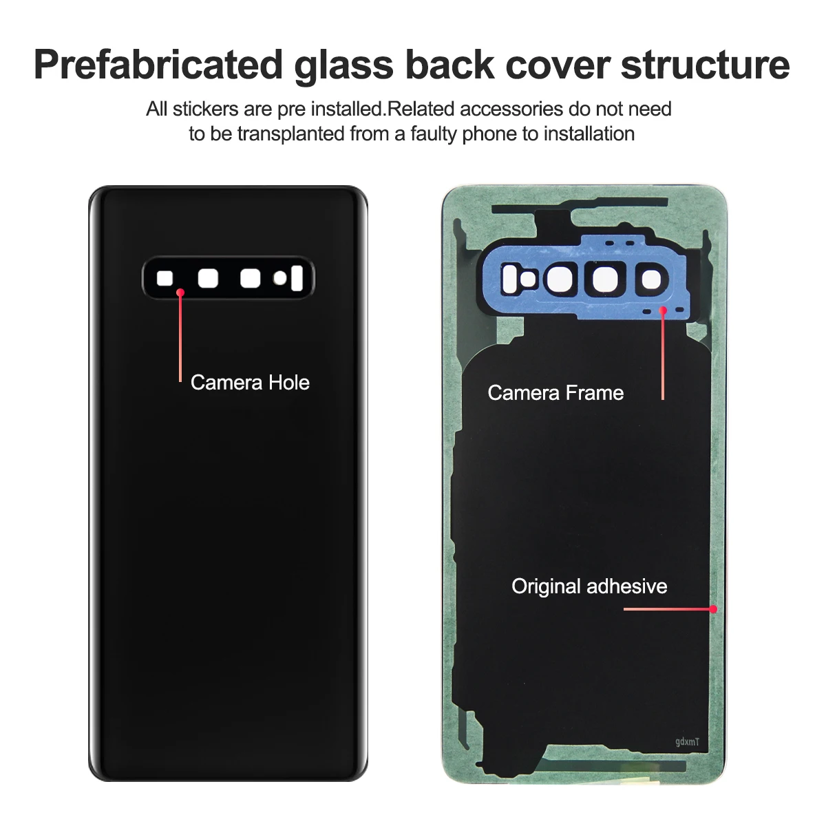 For Samsung S10 Plus G975F/G9750 Rear Door Housing Case Camera Lens Battery Back Cover Compatible with For Samsung S10