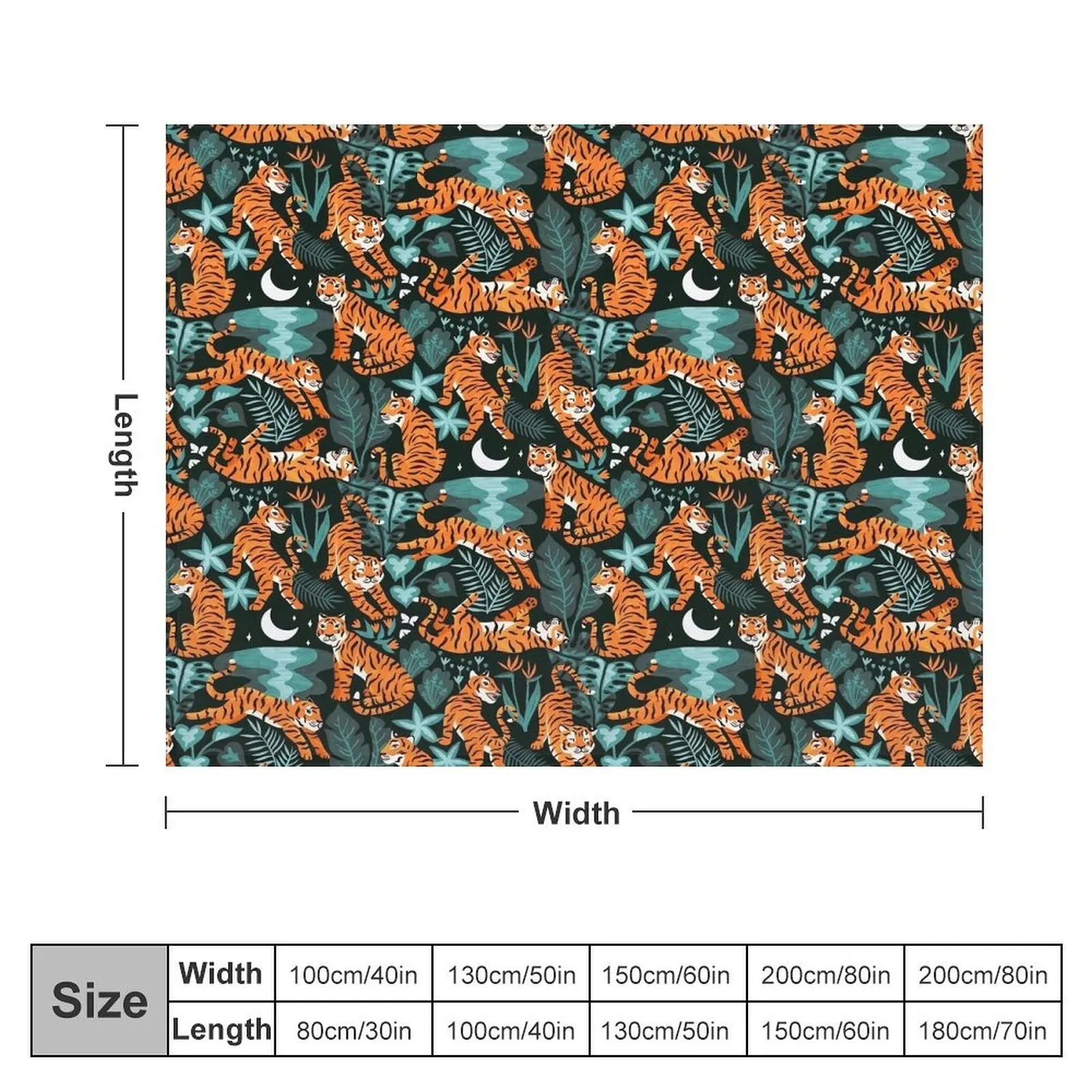 Year of the Water Tiger - Teal Jungle Throw Blanket anime Flannels Baby Blankets