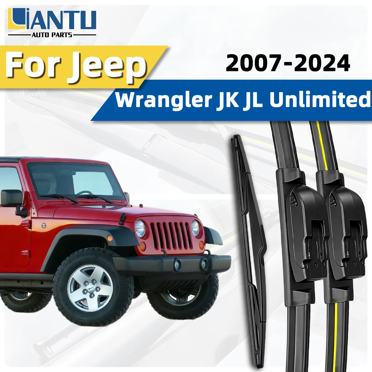 

Комплект из 3-х передних и задних дворников для Jeep Wrangler JK JL Unlimited 2007-2024, бесшумные дворники для лобового стекла, автомобильные аксессуары
