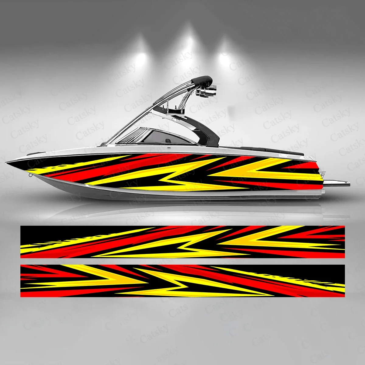 Triangle Geometric Stripes Boat Sticker Fashion Custom Fish Boat-Sticker Vinyl Waterproof Boat Wrap Graphic Boat Wrap Decal