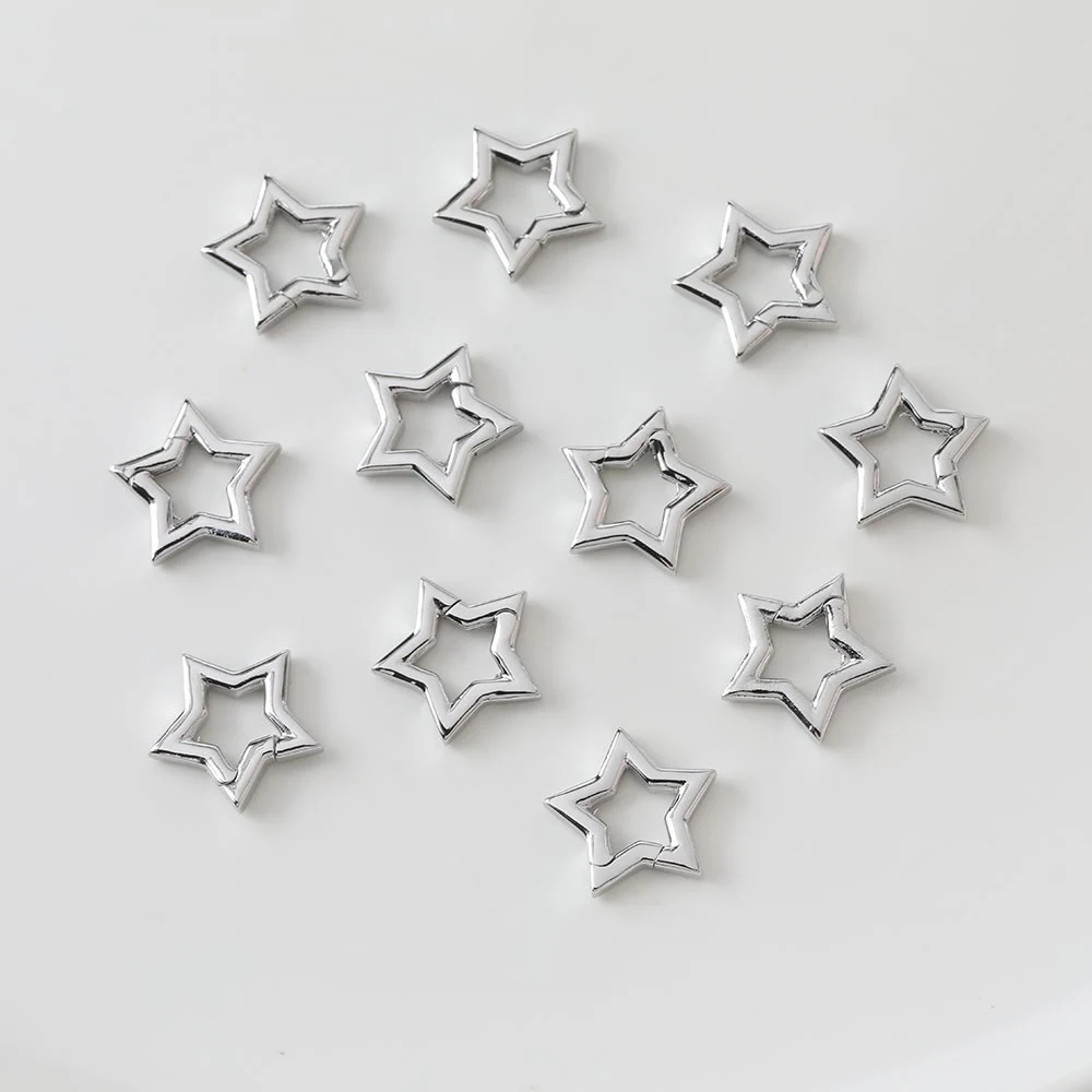 2PCS 14K Gold Plated Heart Star Pendant Snap Hook Clasp Buckle DIY Making Supplies Brass Jewelry Accessories