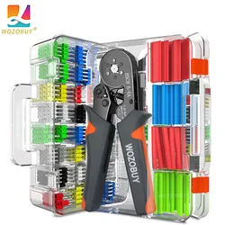 WOZOBUY Crimping Tool Kit,HSC8 6-6A/6-4A Self-adjustable Ratchet Crimper Pliers,Mini Electrical Clamp Sets for Tubular Terminal