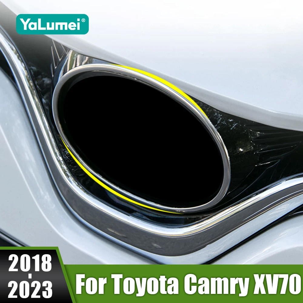 

For Toyota Camry XV70 70 2018 2019 2020 2021 2022 2023 Stainless Car Front Logo Circle Ring Trim Emblem Decol Cover Sticker