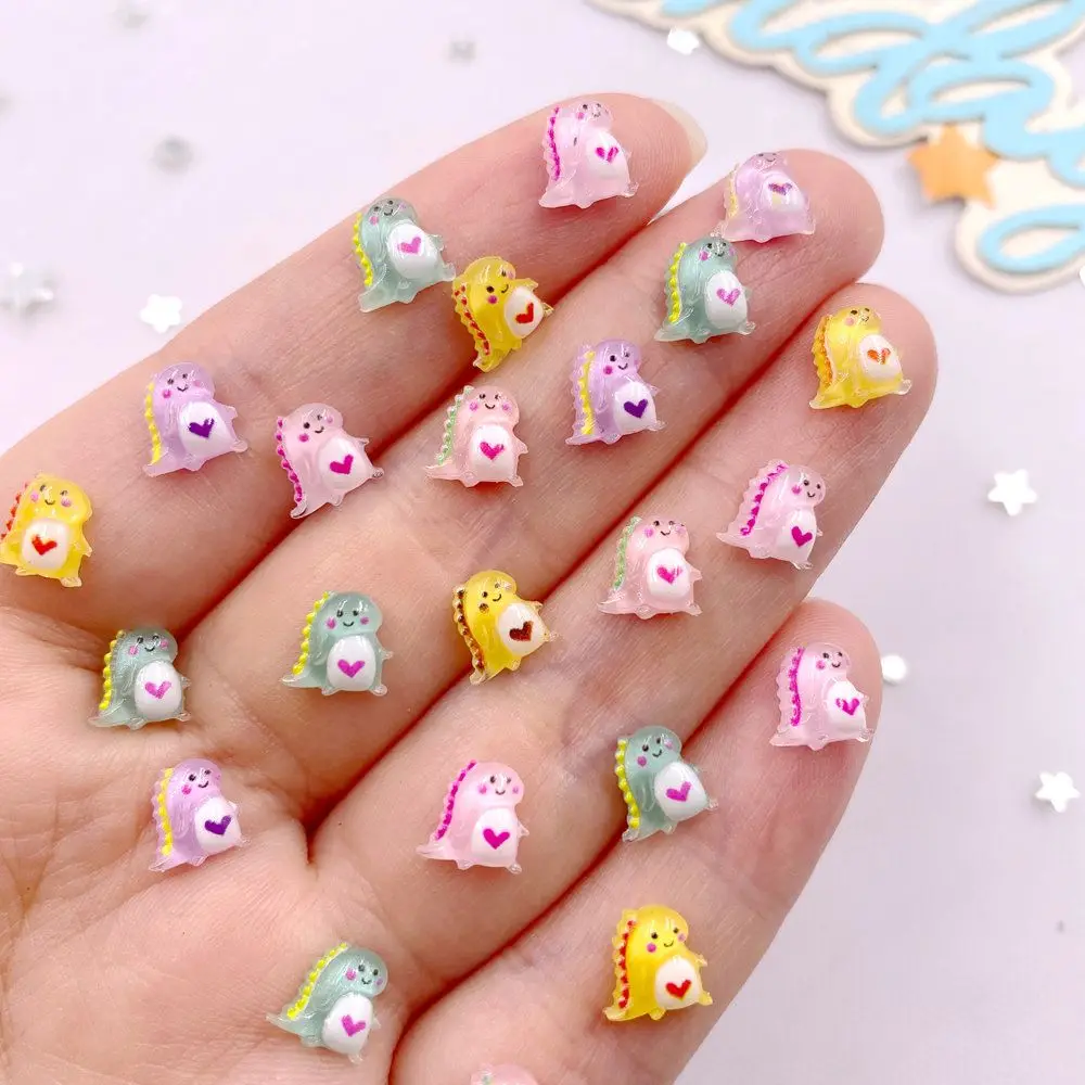 100 Stück gemischte Harz bunte Glitzer Liebe Mini Dinosaurier Nägel Kunst Flatback Strass DIY Schmuck Dekor Scrapbook Figur Handwerk