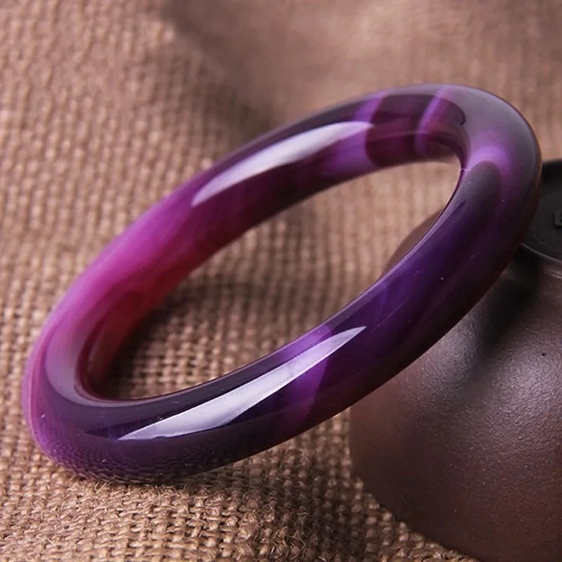 

China Natural Purple Agate Hand-carved Round Jade Bracelet Fashion Boutique Jewelry Female Purple Jade Bracelet