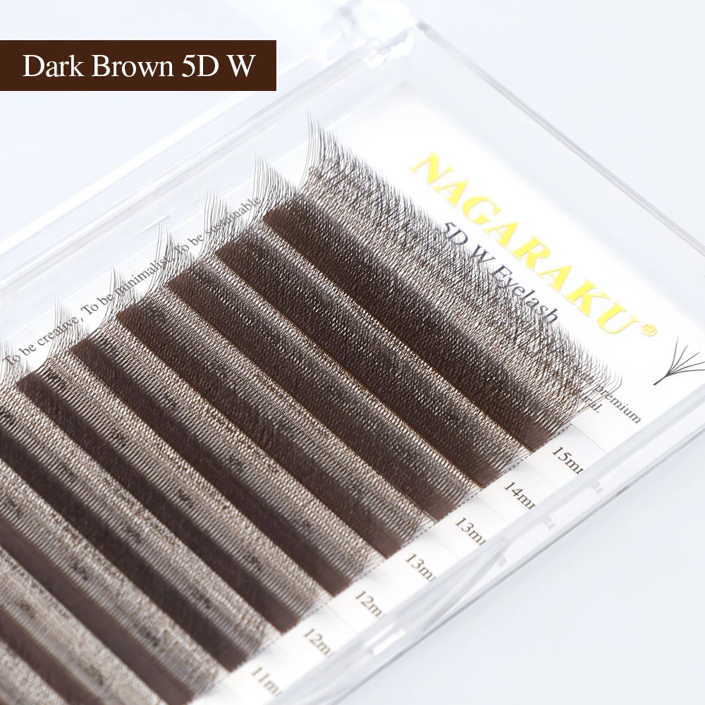 NAGARAKU Braun Dunkelbraun 3D/4D/5D W-Form Handgewebte Vorgefertigte Fächer-Wimpernverlängerungen Volle Wimpern Natürlich Weich Leicht Matt Dicht – Detail 24