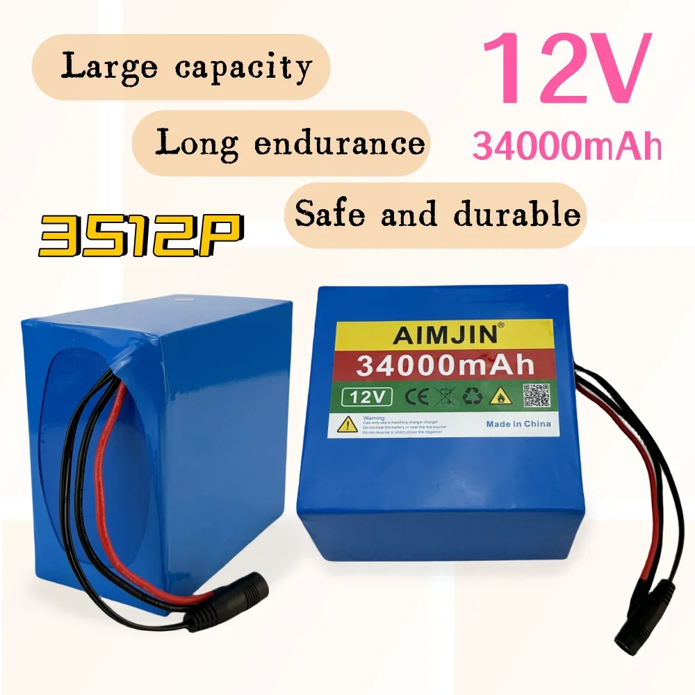 18650 3S12P Li-Ion Battery Pack 12V 34000mAh Rechargeable Battery Suitable for LED Lamp Light Solar Street Light Backup Power et