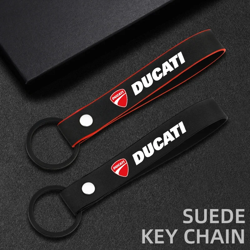 Motorcycle Suede Keychain Leather Key Chain For Ducati Panigale Diavel Superleggera V4 V2 Scrambler 400 800 1100