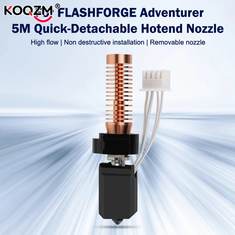 

Precision Nozzle Kit 0.4mm for Flashforge Adventurer 5M; Upgraded Hotend Printing Head with Quick-Detachment.
