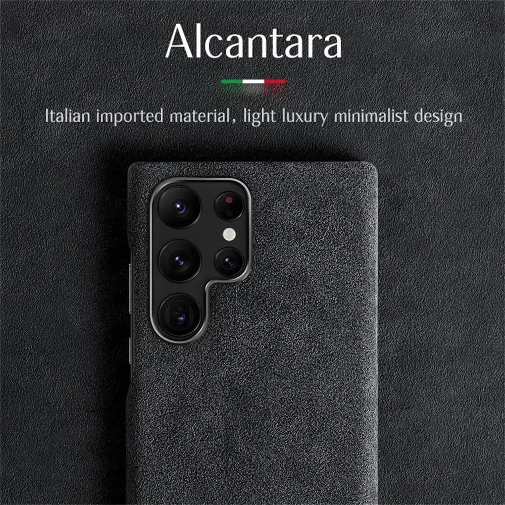 Genuine Alcantara Leather Phone Case for Samsung Galaxy S24 S23 Ultra S22 Plus  S20 Premium Supercar Turn Fur  Back Cover