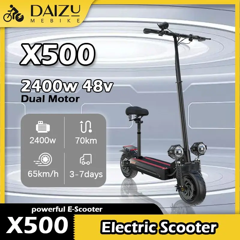 65KM/H Top Speed X500 Electric Scooter Powerful Dual Motor 48V 2400W Electric Kick Scooter 70km Long Range Escooter High Quality