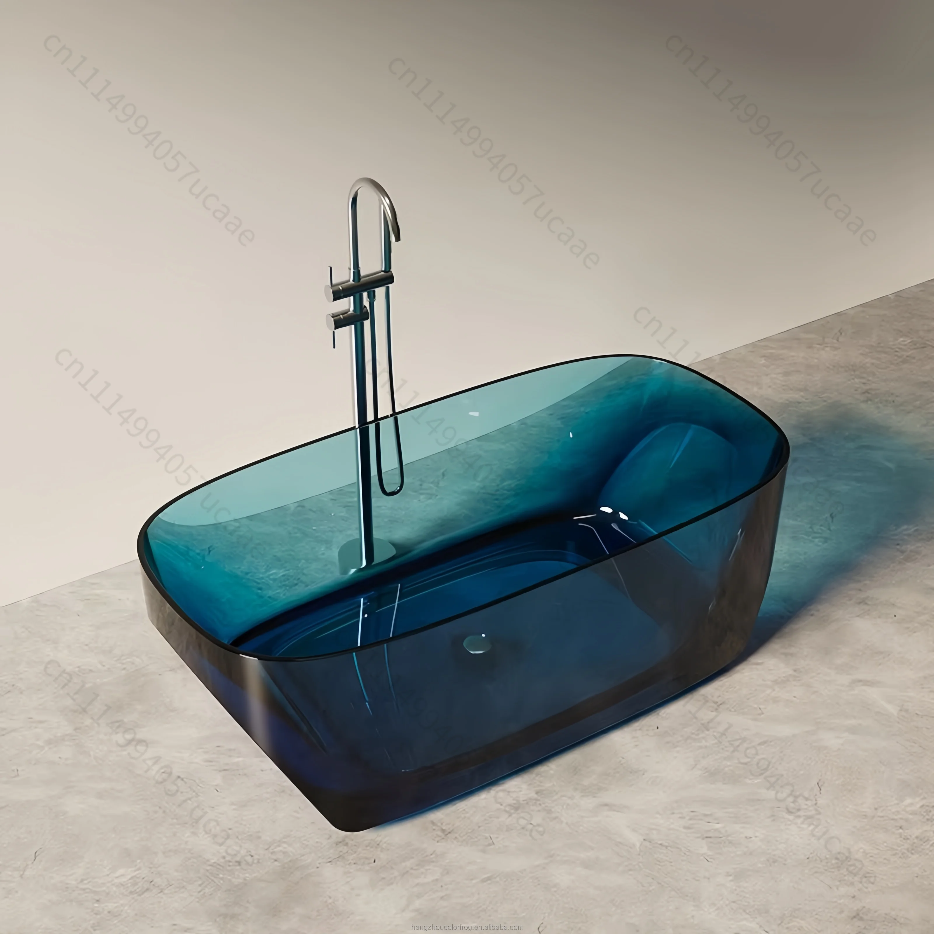 Eco-Friendly Durable Pure Resin Transparent Modern Freestanding Oval Drainer Soaking Solid Surface Indoor Bathroom Easy Clean
