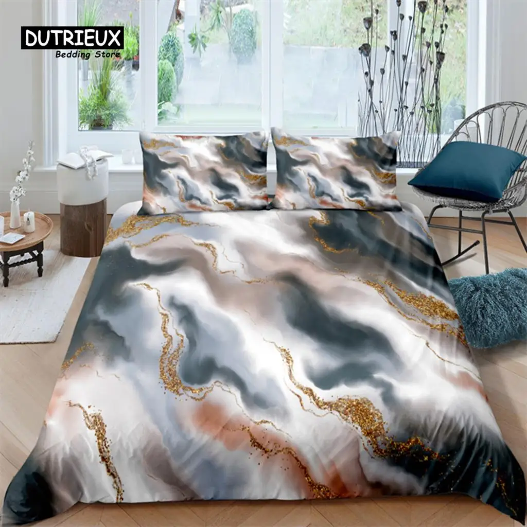 Luxury 3D Marble Print Home Living Comfortable Duvet Cover Set Pillowcase Kid Bedding Set Queen and King EU/US/AU/UK Size