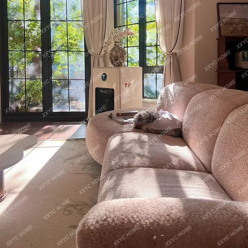 

M minimalist replica Venetian household apartment fabric sofa cream wind arc moon straight row