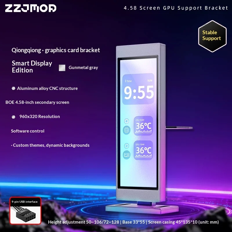 

JIXUNWANTU Sky Piercing Computer Case with Secondary Display Graphics Card Stand Jackhammer Smart Monitoring for Computers