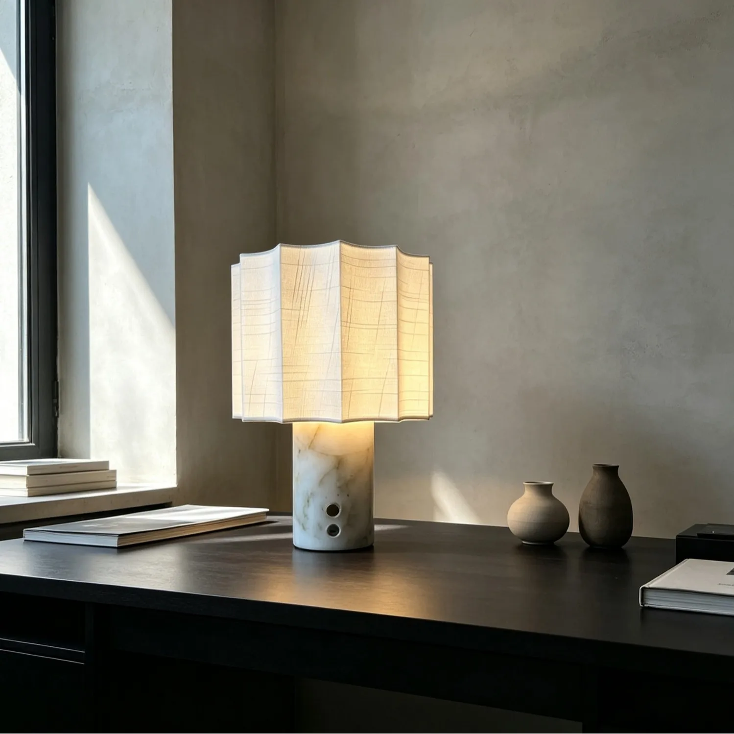 Minimalist Style High-end Natural Marble Table Lamp, Bedroom Bedside Lamp, Eye-friendly Light Source, Decorative Table Lamp