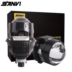 SANVI 2.5Inch 85W Car Bi LED Projector lens Headlight 6000K H4 H7 9005 9006 LED Headlamp With Angel Eyes Mask