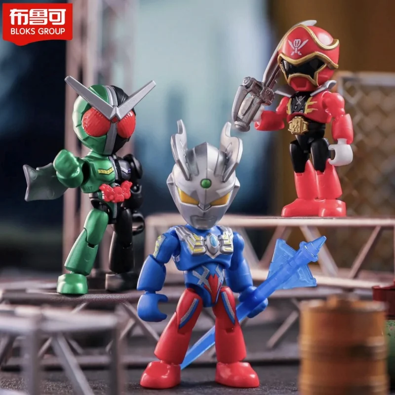 Hot Blokees Toy Heroes Station Blind Box Super Sentai Action Figure Kamen Rider Toy Assembly Ultraman Figure Children Toys Gift