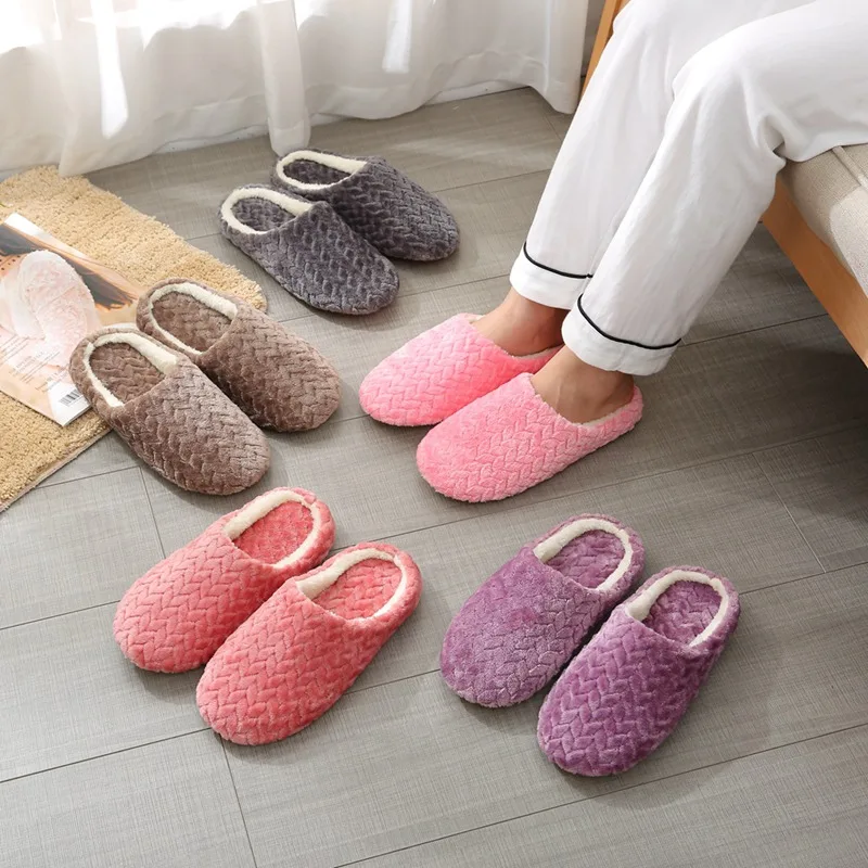 Unisex Fluffy Home Slippers Soft Lightweight Anti Slip Comfortable Indoor Slides for Autumn Winter Couples Plush House Slippers