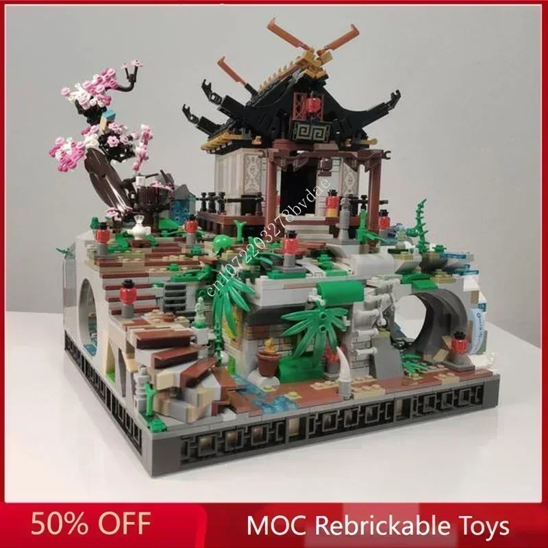 2639 pçs personalizado moc templo japonês vista de rua arquitetura modelo kit educacional diy puzzle montagem brinquedo para presentes aniversário