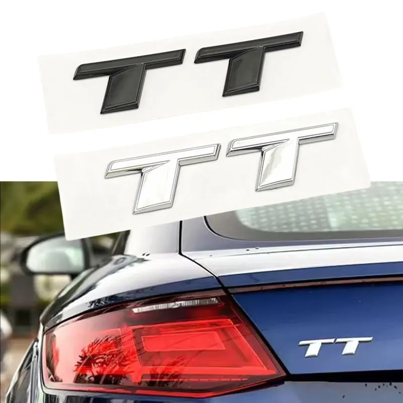 

3D ABS Chrome Black Letters TT Logo Emblem Car Rear Trunk Sticker Badge Decal for Audi TT RS MK1 8N 8J MK3 8S MK2 Accessories
