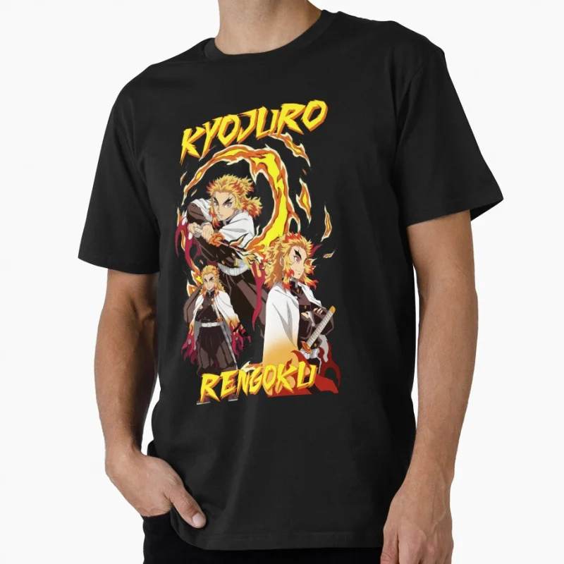 

Kyojuro Rengoku Manga Demon Slayer Kimetsu no Yaiba Anime t shirt for fans Large size Tops 100% cotton Clothes Birthday Gift