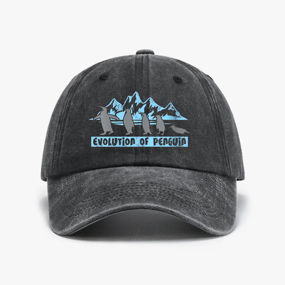 Evolution of Penguin Baseball Cap Animals Of The World Graphic Retro Washed Baseball Cap Casual Breathe Soft Women cowboy hat