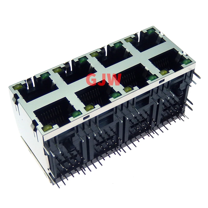 

5PCS/Lot 8 Ports RJ45 8P8C Female Jack/Socket Connector 2*4 Steel Shield Network Modular With LED and shrapnel