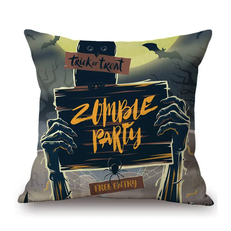 Creepy Horror Night Halloween Theme Decoration Zimbie Party  Joker Sofa THrow Pillow Case Cotton Linen Decorative Cushion Cover
