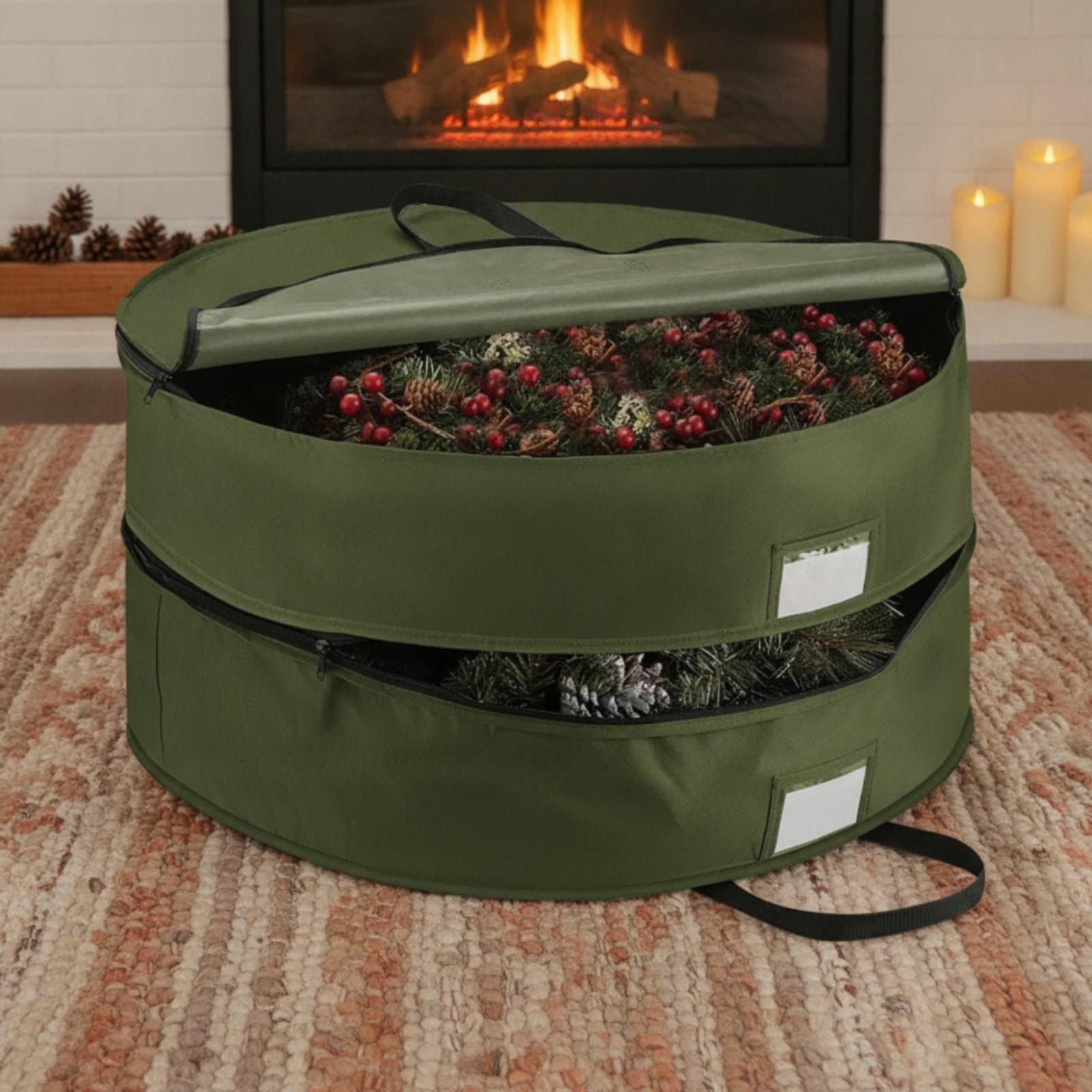 Christmas Wreath Storage Bag Portable Wreath Storage Bag Zippered Long-Lasting for Closet, Attic