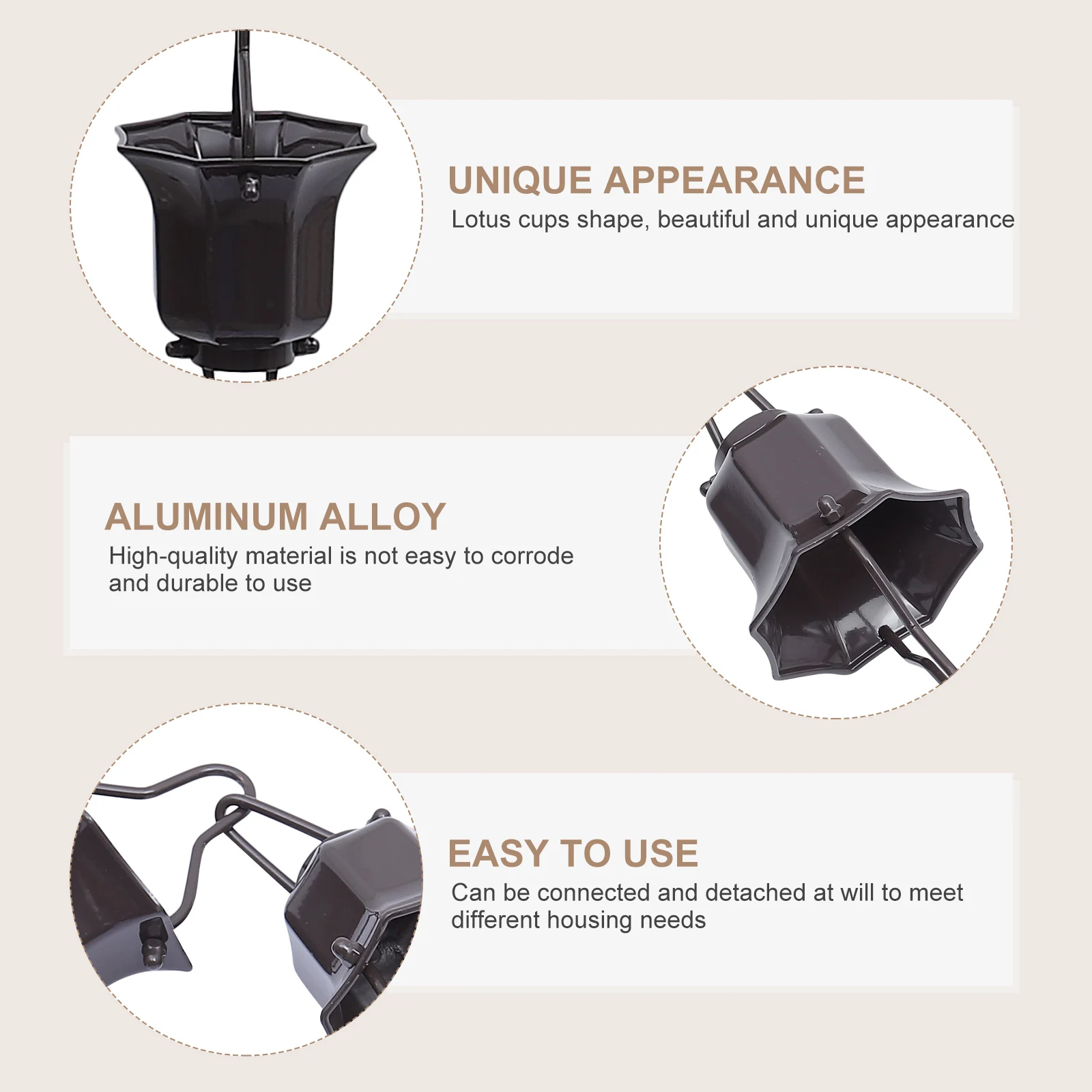 

Aluminum Alloy Rain Chain Lotus Cups Garden Decorative Japanese Style Gutter Replacement Durable Non corrosive Quiet Sound