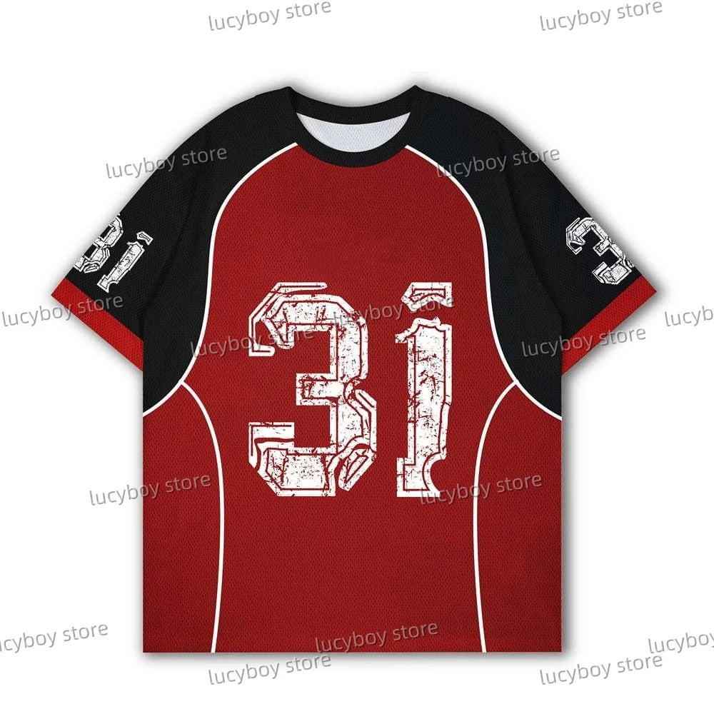 

Summer Men No.31 Print Color Block T-Shirt O-Neck Short Sleeves Lightweight Jersey T-Shirt Plus Size Daily Tees Men Clothes