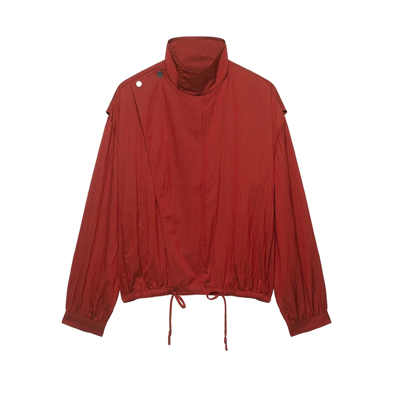 Guobioziy 2026 Autumn New Women's Suit Red Long-Sleeve Drawstring Loose Jacket Outerwear Parka Pants Set Casual Fashion Unique