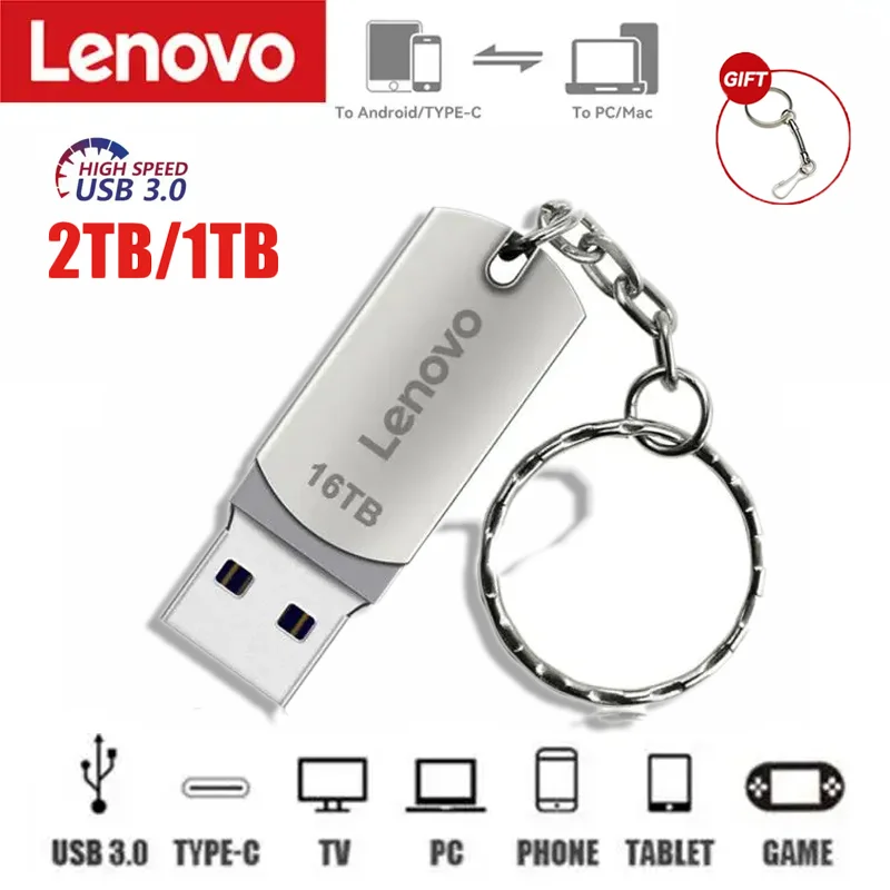 

Флеш-накопитель Lenovo 16 Тб Usb 3,0, высокоскоростной металлический флеш-накопитель 8 ТБ 4 ТБ, портативный Usb-накопитель, Водонепроницаемая Usb-флешка